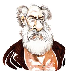 Anthony Trollope - Farbkarikatur des englischen Romanautors (1815-82)